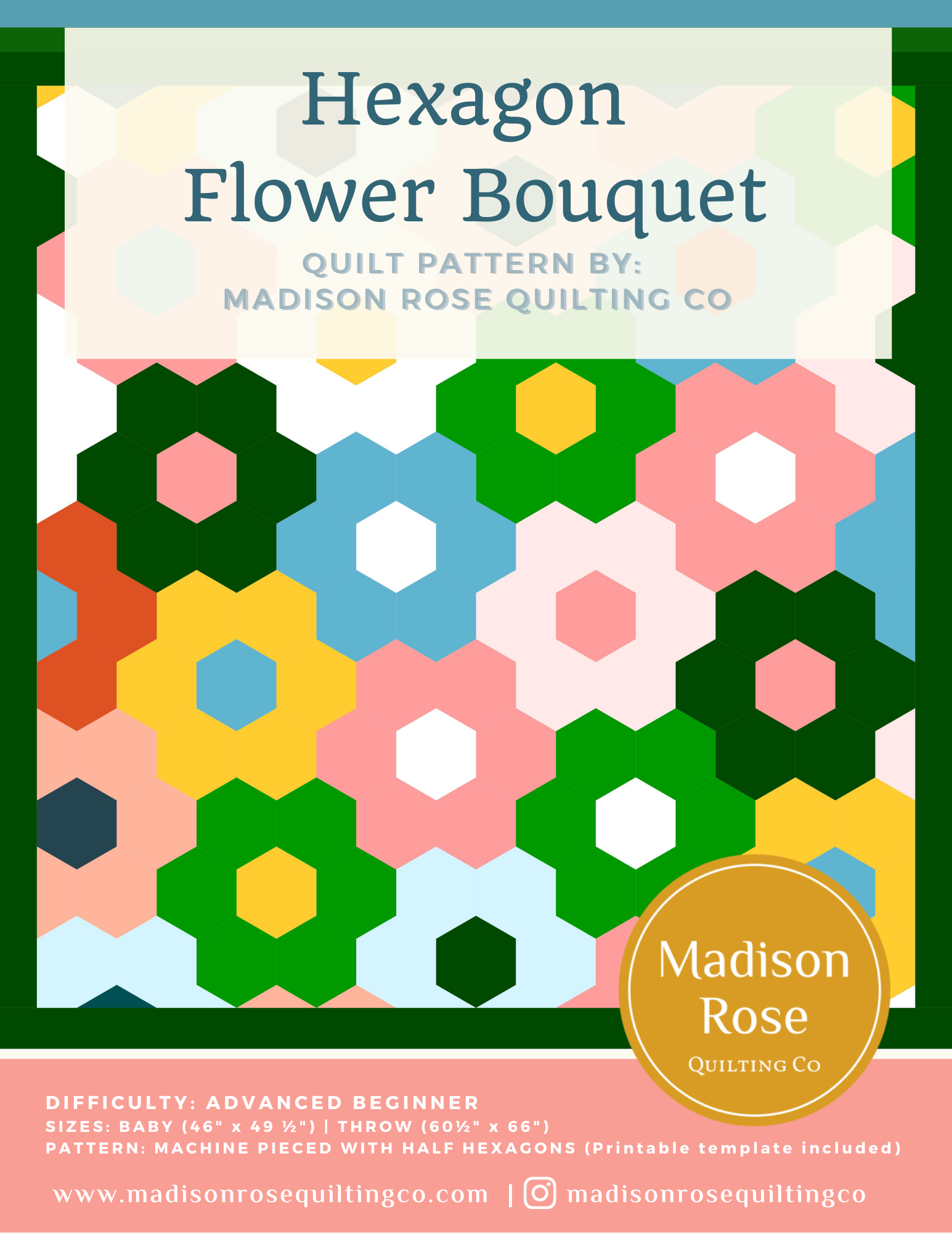 Hexagon Flower Quilt Pattern (Digital Download) – Madison Rose Quilting Co