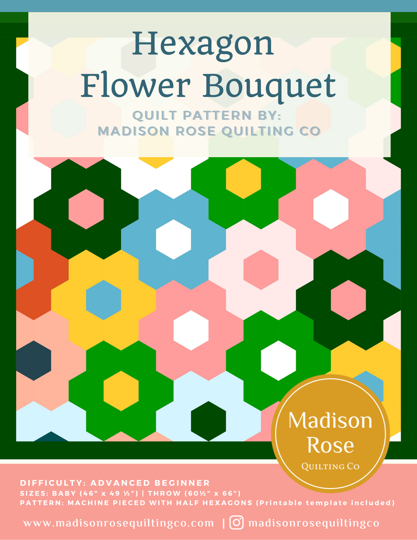 Hexagon Flower Quilt Pattern - Pack of 3 - M111
