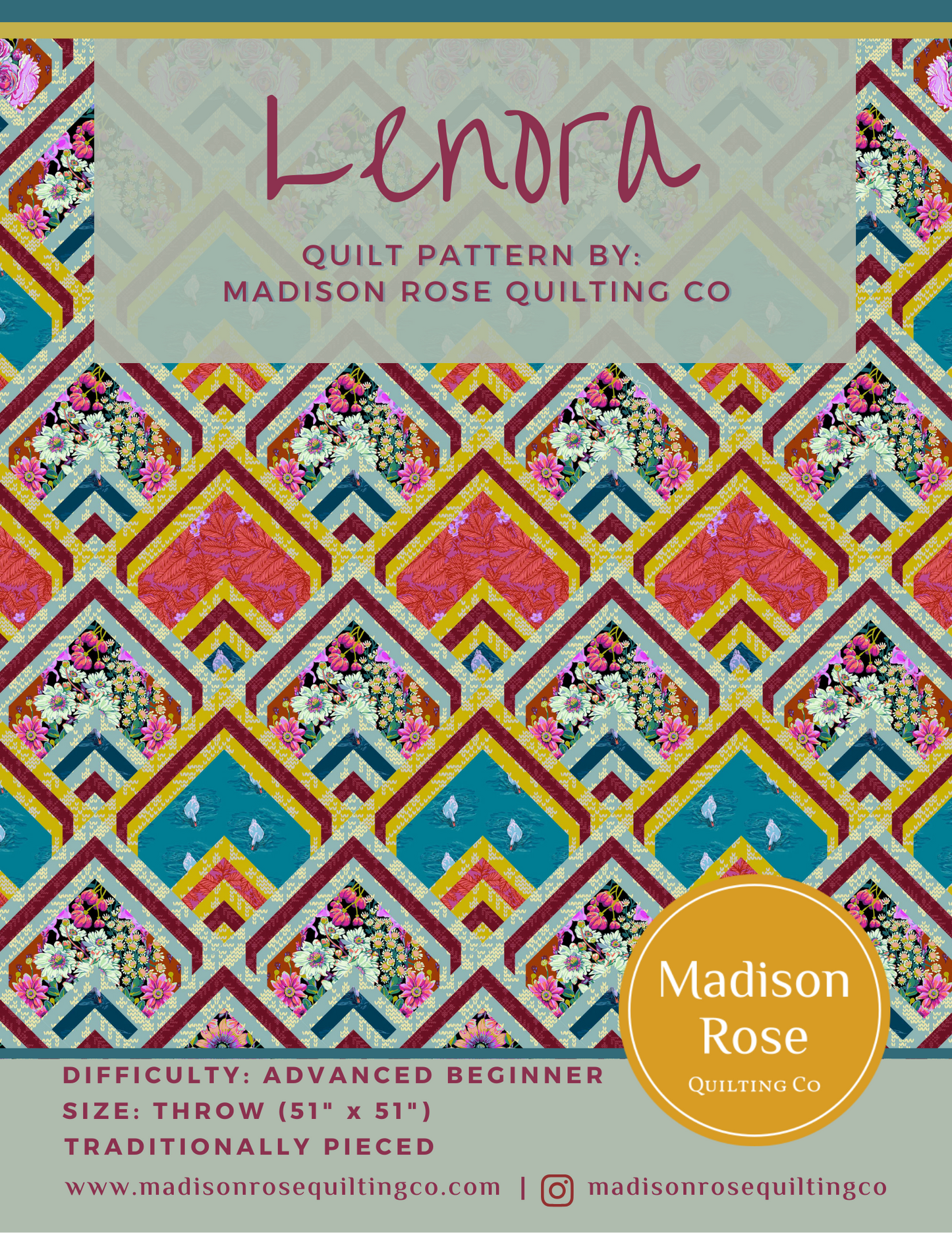 Lenora Quilt Pattern - Pack of 3 - M114