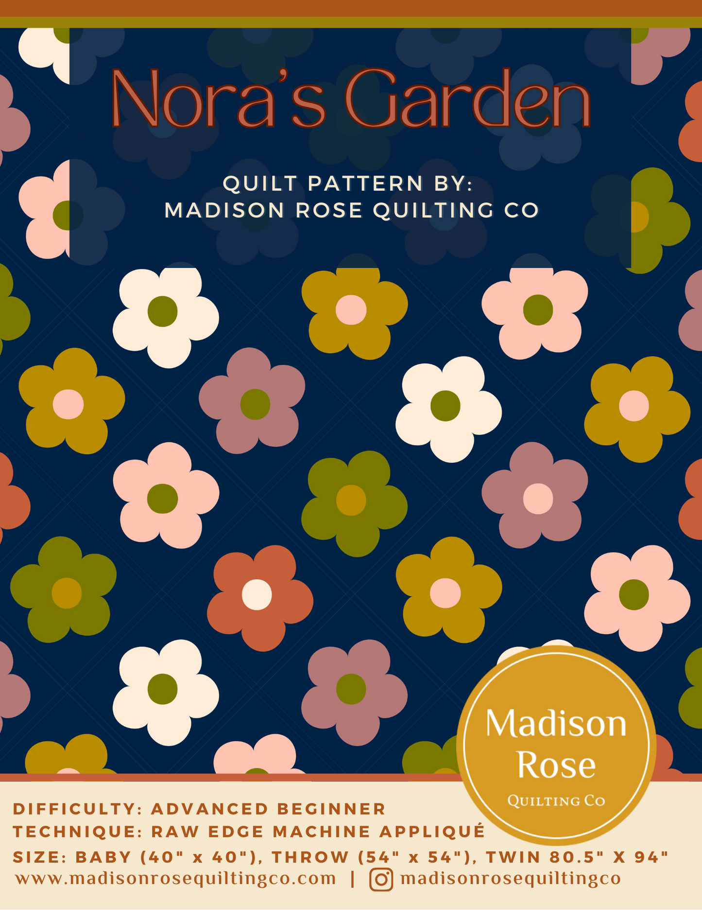 Nora's Garden Quilt Pattern - Pack of 3 - M113