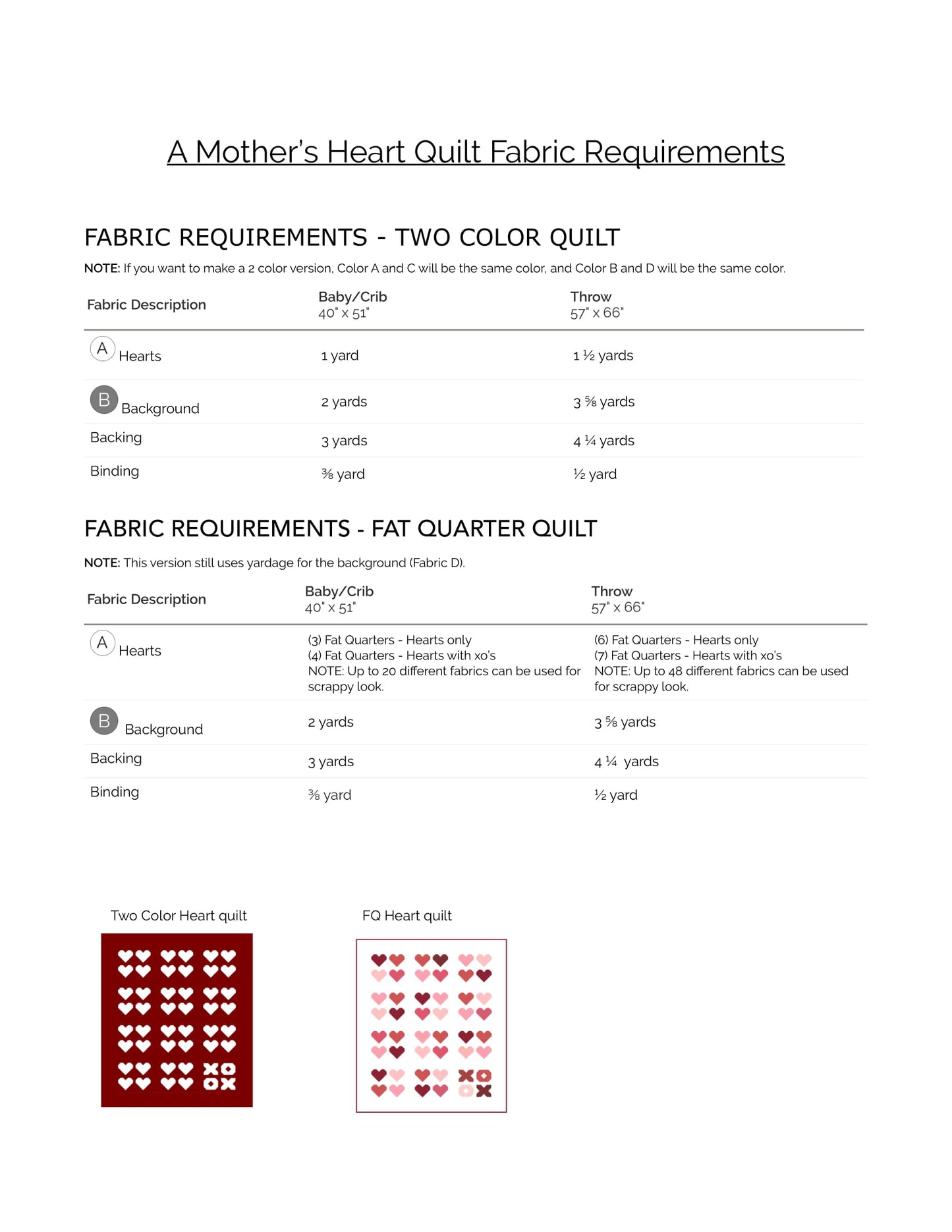 A Mother's Heart Quilt Pattern - Pack of 3 - M109
