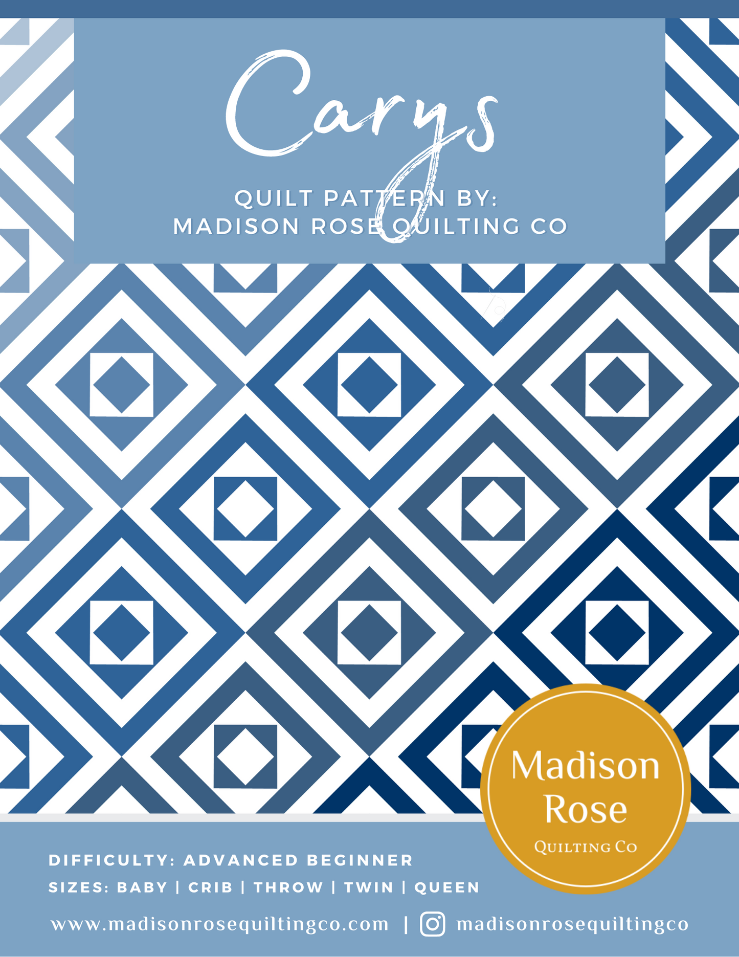 Carys Quilt Paper Patterns - Pack of 3 - M102