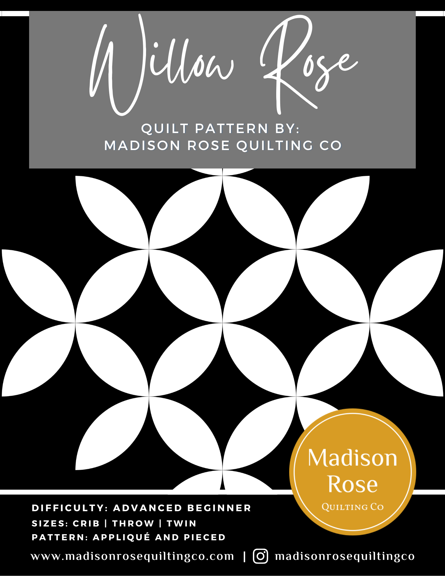 Willow Rose Quilt Pattern (Digital Download) – Madison Rose Quilting Co