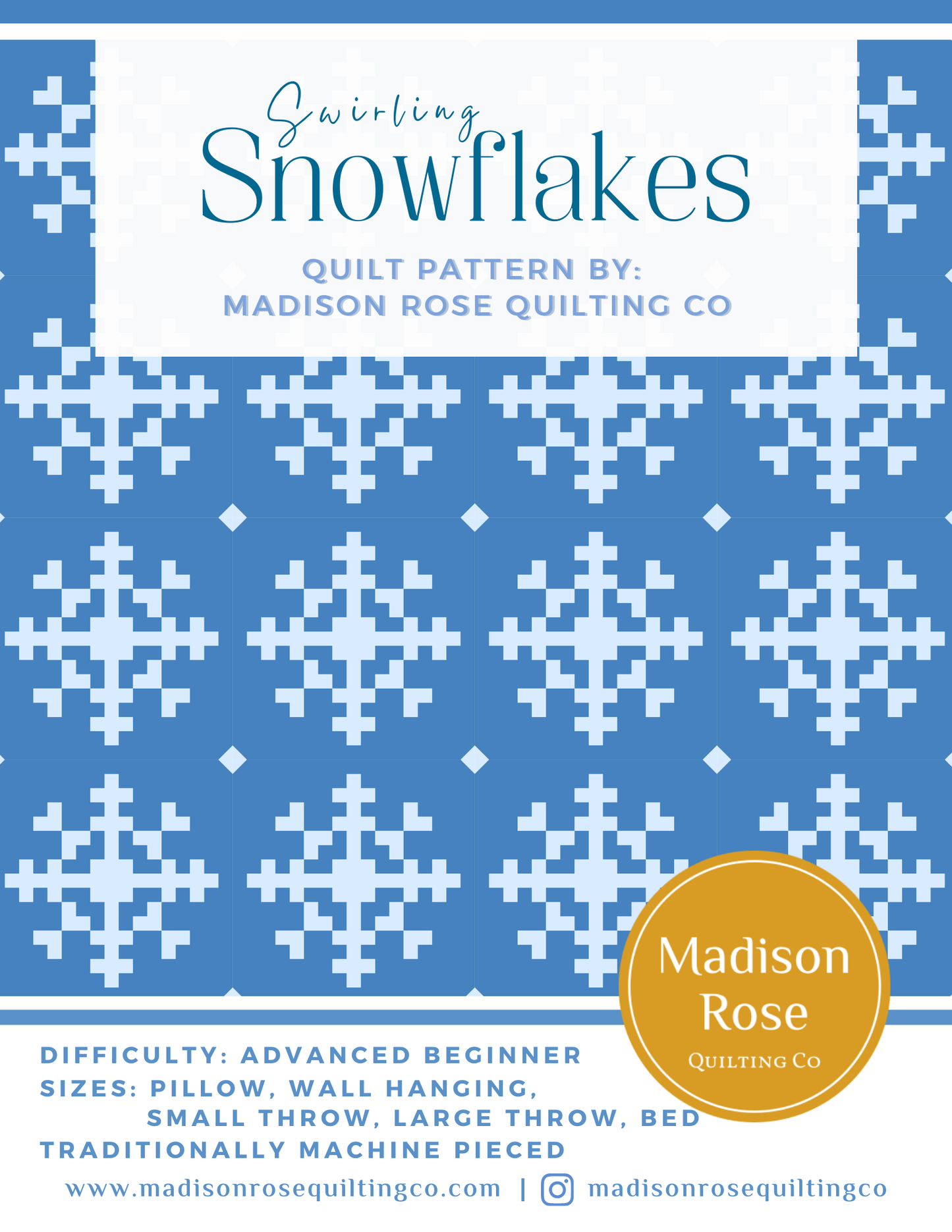 Swirling Snowflakes Quilt Pattern (Digital Download)